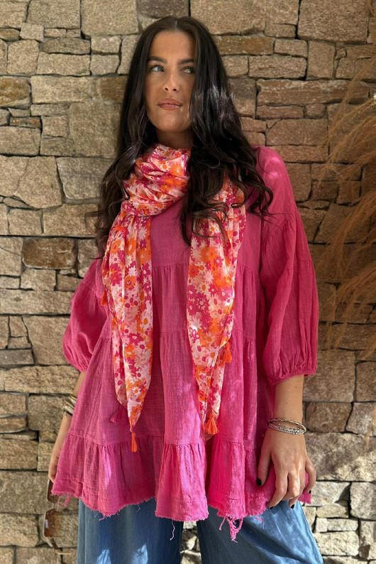 Woodstock Tassel Scarf Strawberry Haze